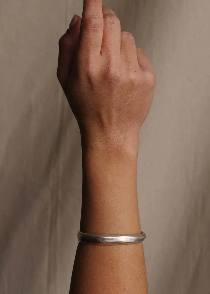 Raw Cuff — silver tone cuff on wrist — MYFASHIONFRUIT