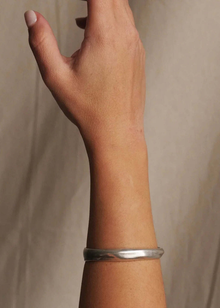 Raw Cuff — silver tone, seen on model's arm — MYFASHIONFRUIT