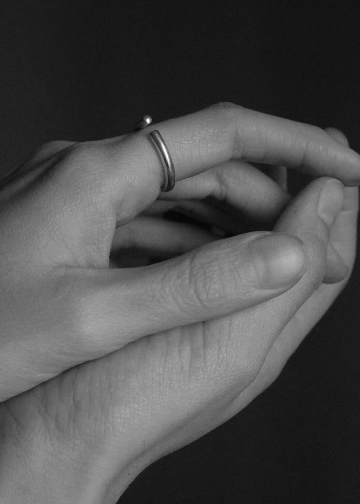 Edge Ring — Silver ring on hand — MYFASHIONFRUIT