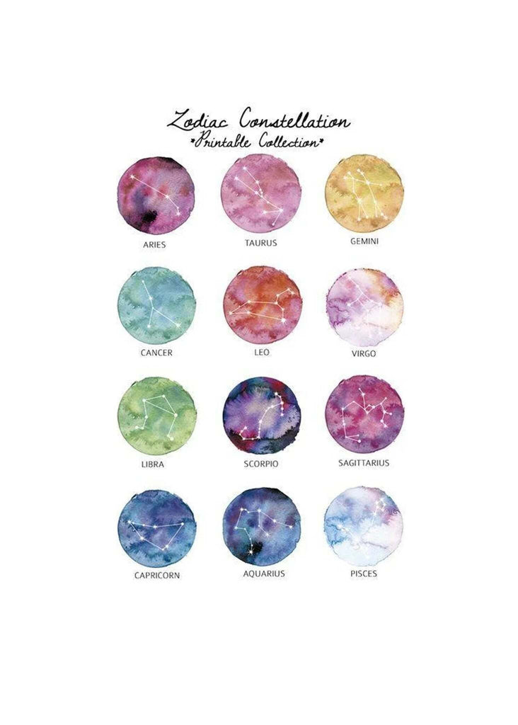 Zodiac constellations — watercolor constellations chart— MYFASHIONFRUIT