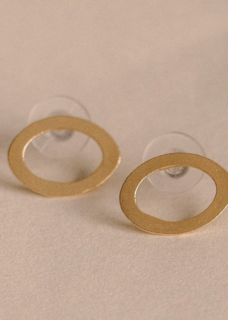 Ciclo Golden Earrings — gold oval shape, stud design — MYFASHIONFRUIT