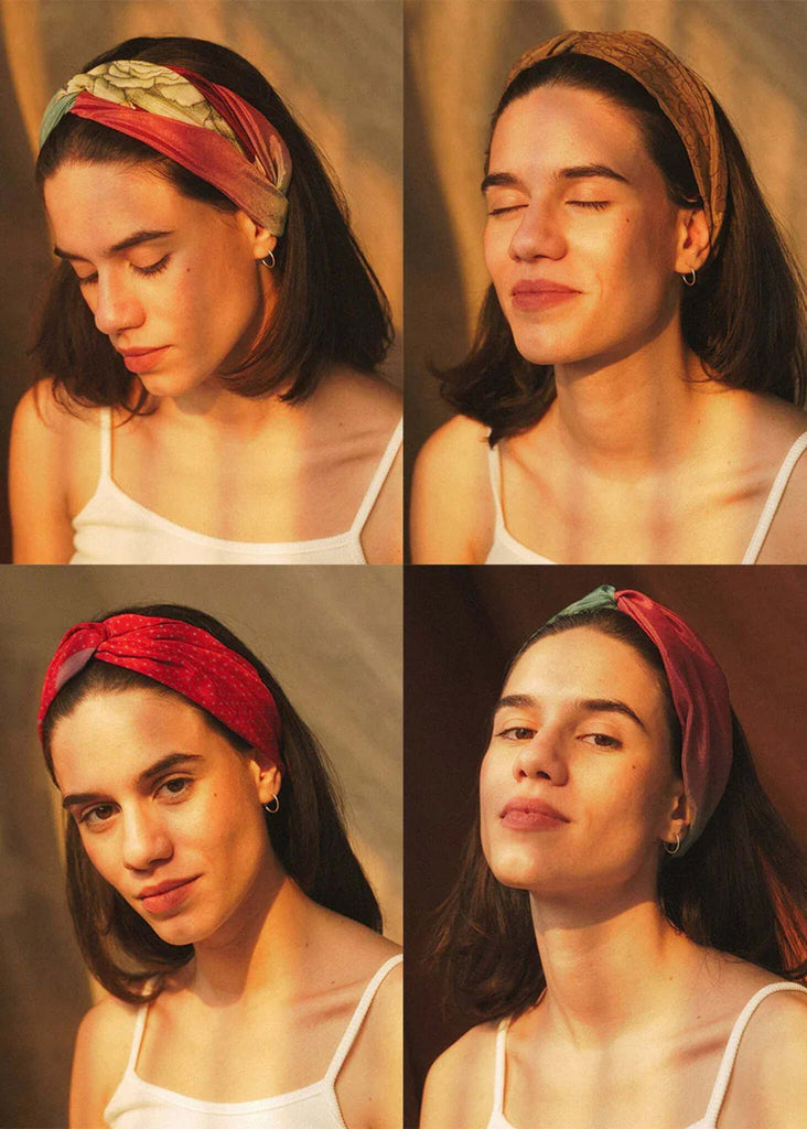 Silk & Colorful Turban — Four views of woman in turbans — MYFASHIONFRUIT