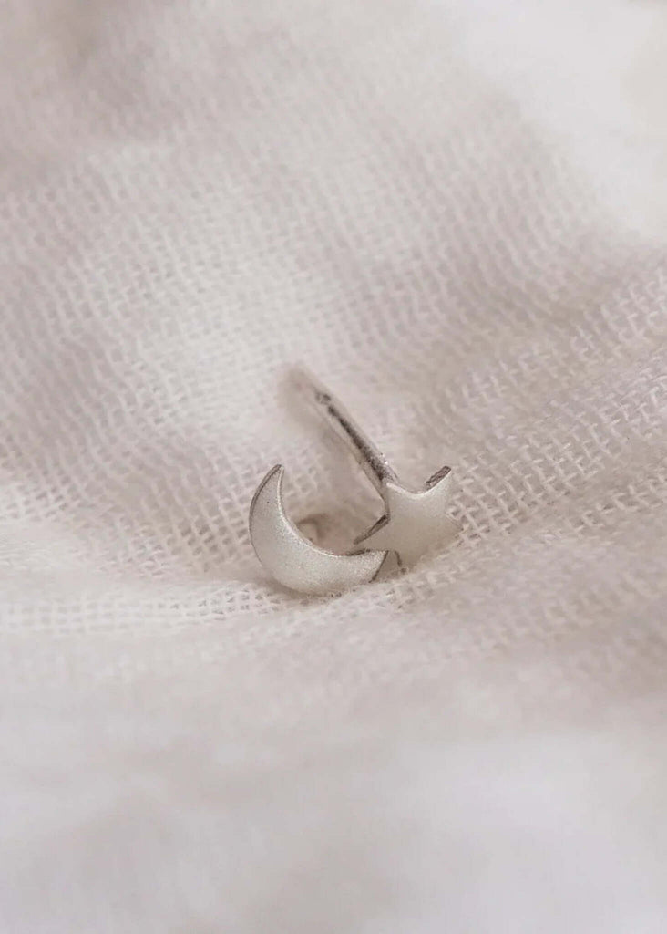 Moon & Star Earrings — silver stud detail, moon and star design — MYFASHIONFRUIT