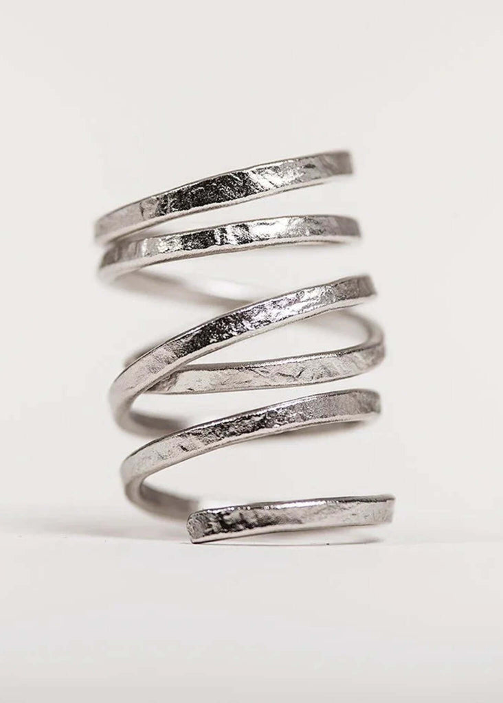 Wrap Up Ring — silver toned hammered metal wrap design — MYFASHIONFRUIT